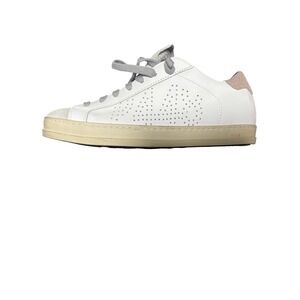 P448 John Leather‎ Sneakers White Pink Suede Trim Low Top Casual Shoes